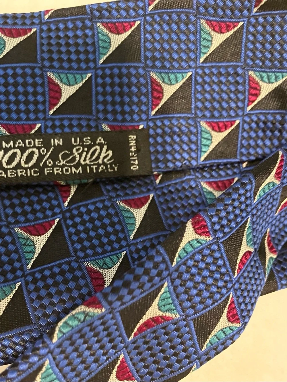 Geoffrey Beene Blue Geometric Triangle Pattern Tie